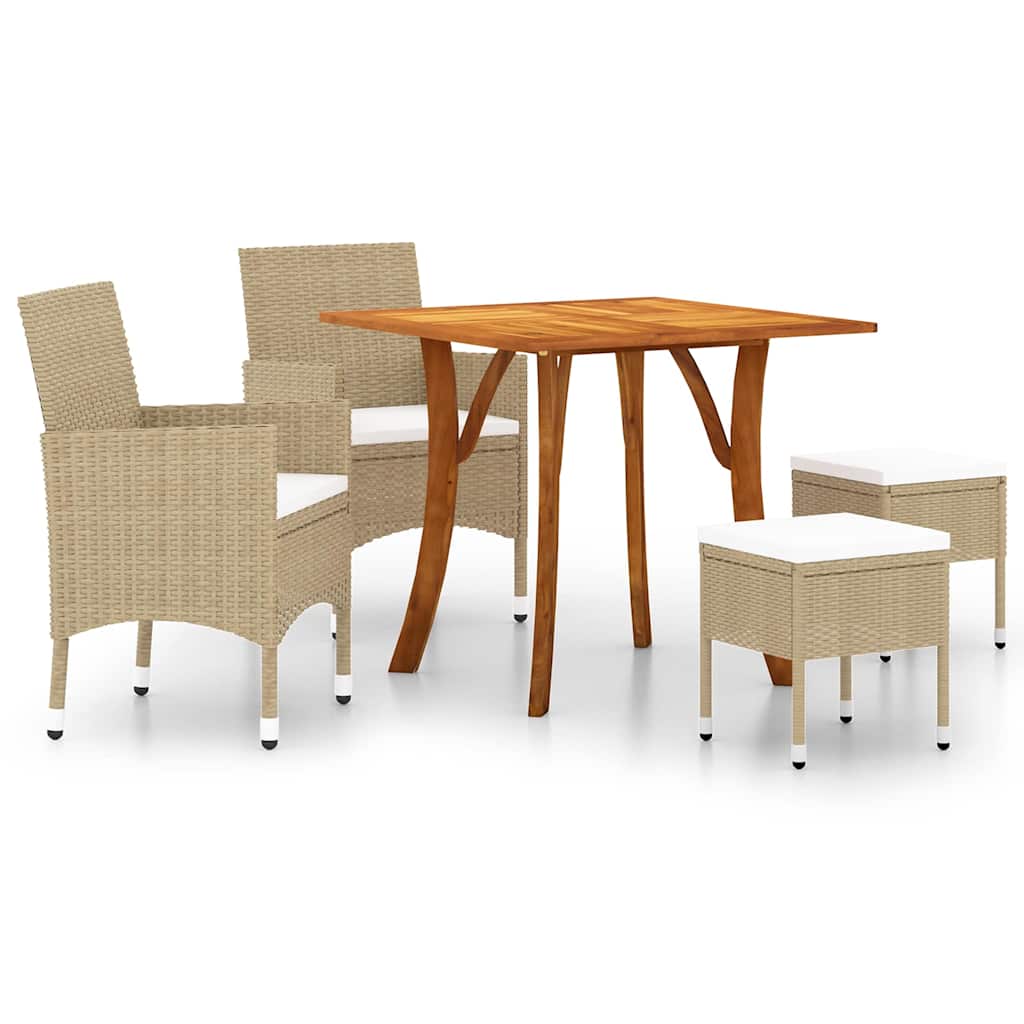 Set Mobili da Pranzo per Giardino 5 pz Beige