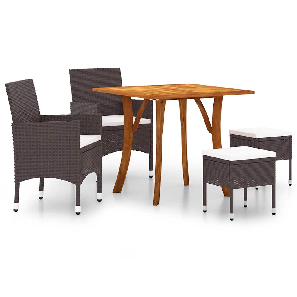 Set Mobili da Pranzo per Giardino 5 pz Marrone