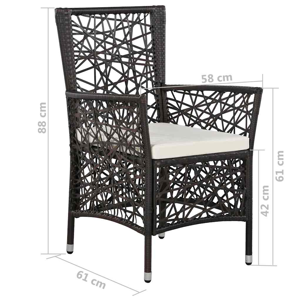 Set Mobili da Pranzo per Giardino 3 pz Marrone