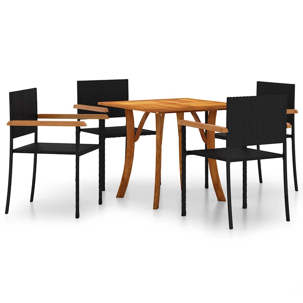 Set Mobili da Pranzo per Giardino 5 pz Nero