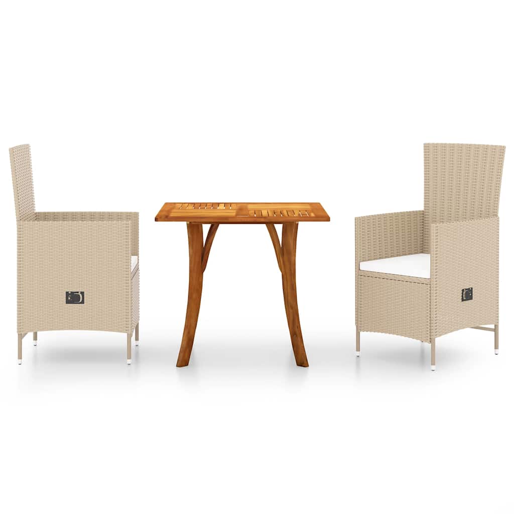 Set Mobili da Pranzo per Giardino 3 pz Beige