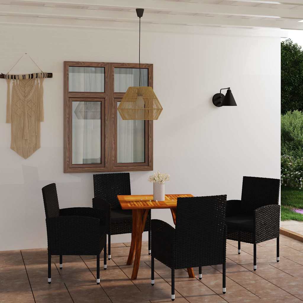 Set Mobili da Pranzo per Giardino 5 pz Nero