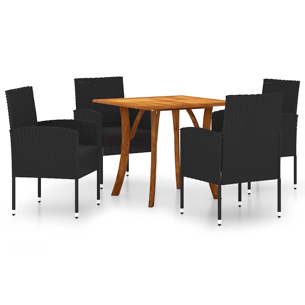 Set Mobili da Pranzo per Giardino 5 pz Nero