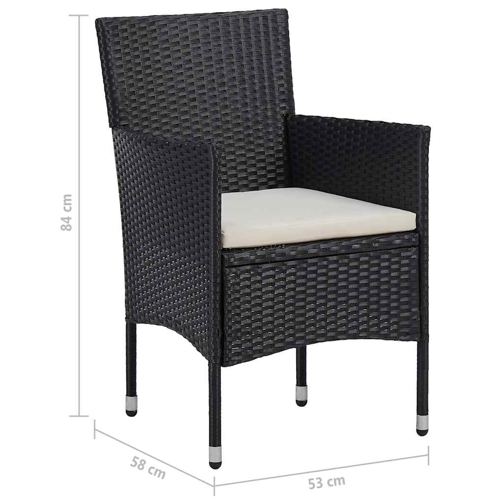 Set Mobili da Pranzo per Giardino 5 pz Nero