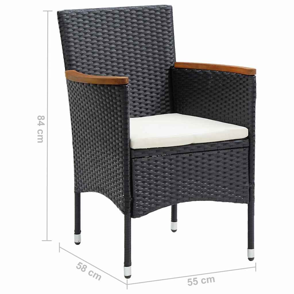 Set Mobili da Pranzo per Giardino 5 pz Nero