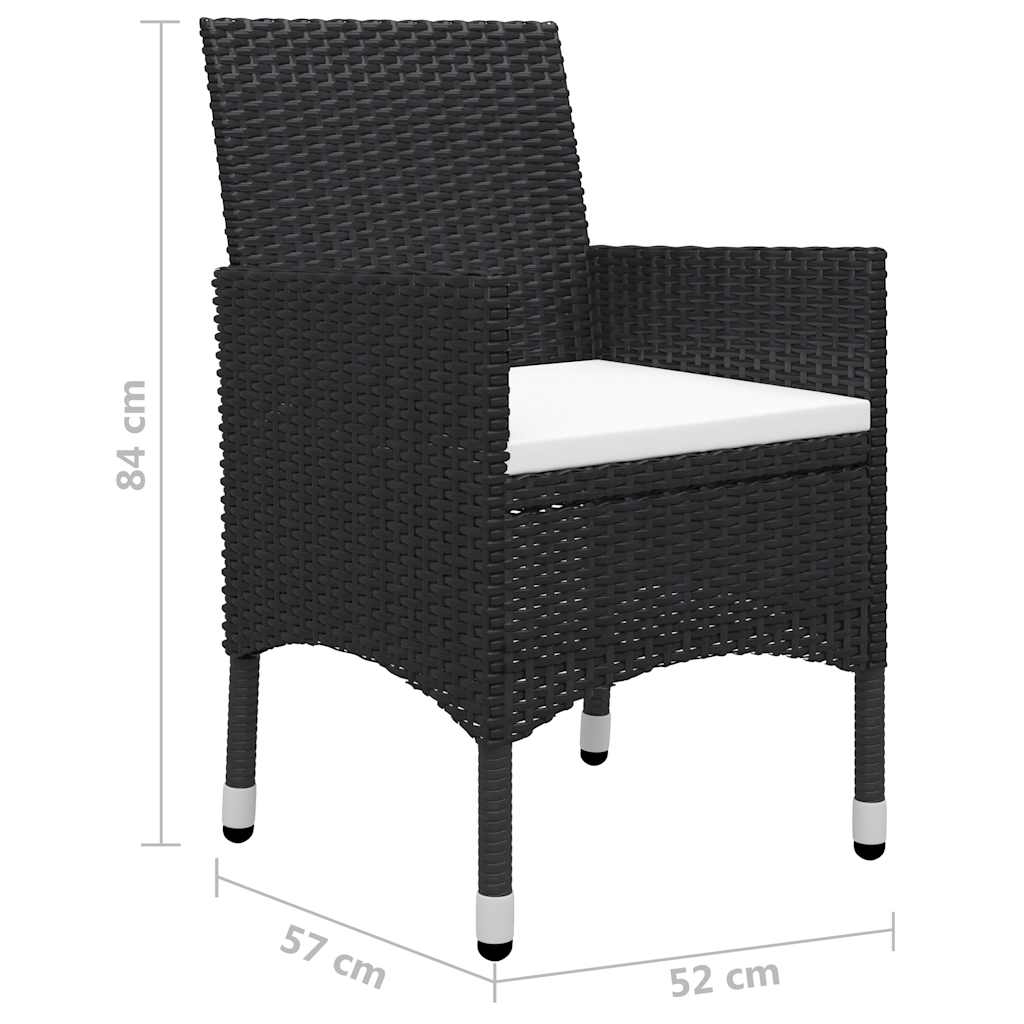 Set Mobili da Pranzo per Giardino 5 pz Nero
