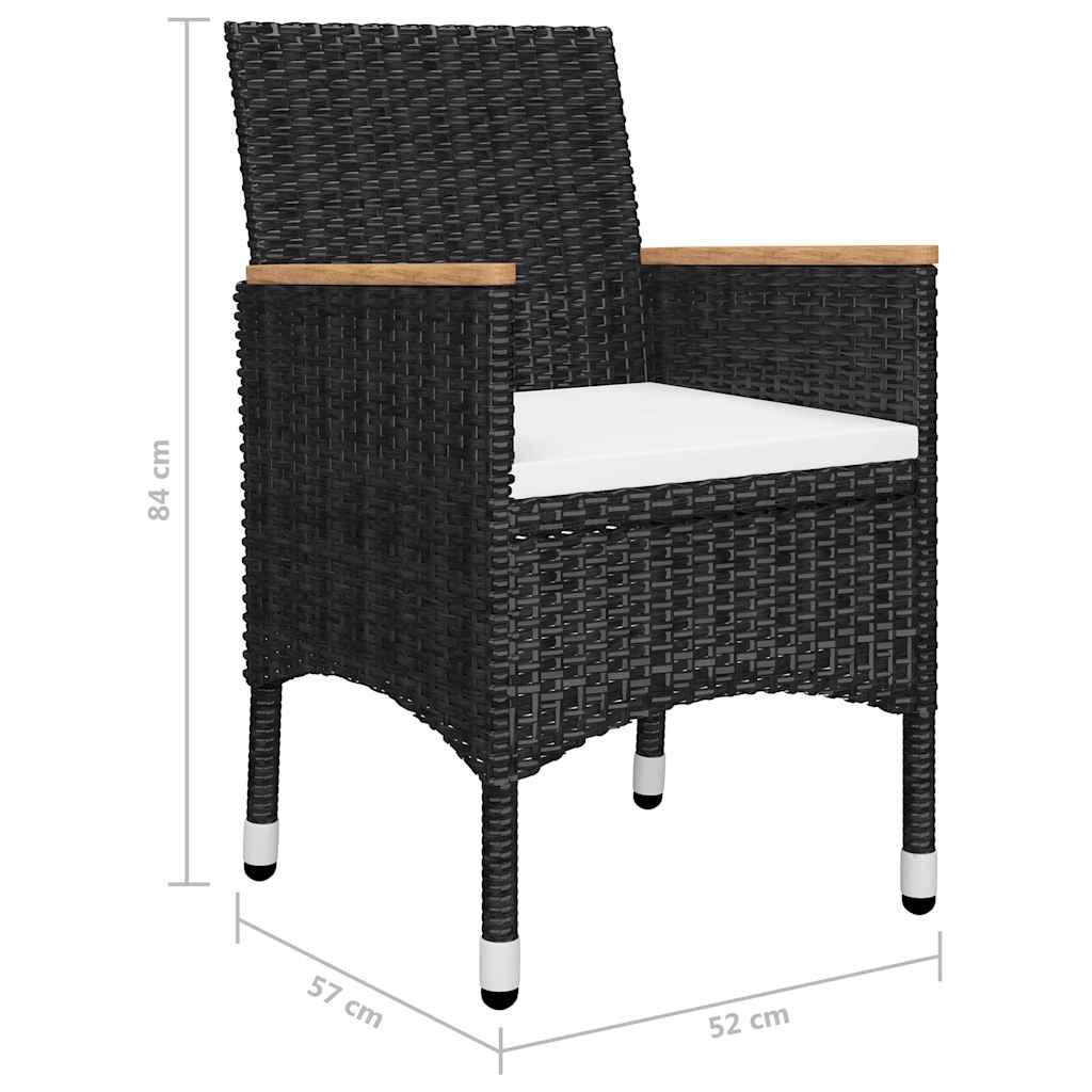 Set Mobili da Pranzo per Giardino 5 pz Nero