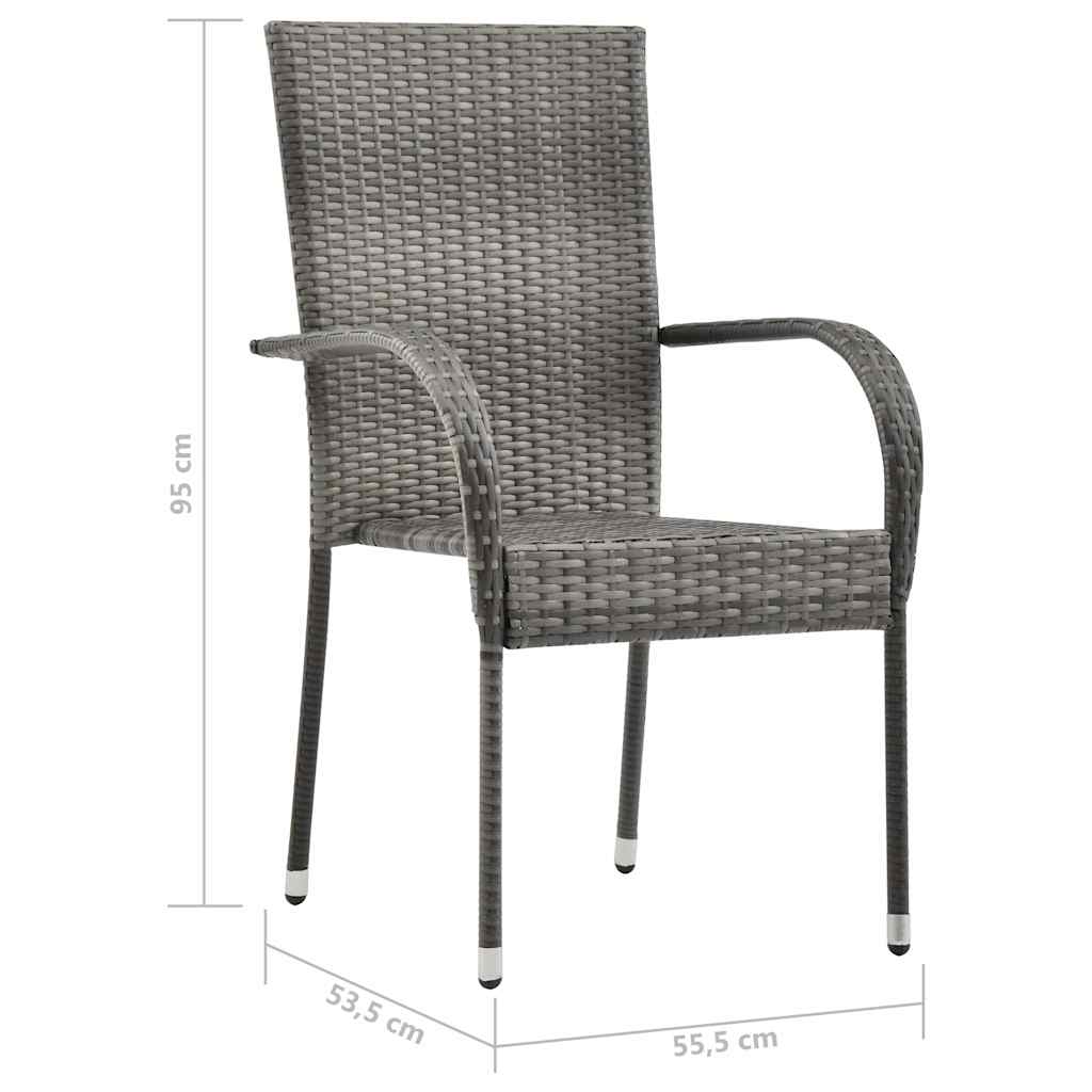 Set da Pranzo per Giardino 7 pz Grigio