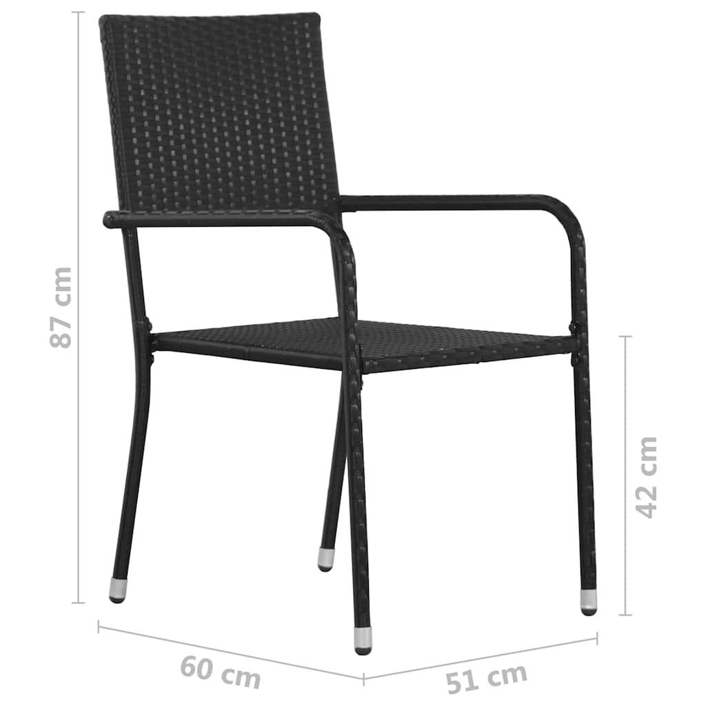 Set Mobili da Pranzo per Giardino 7 pz Nero