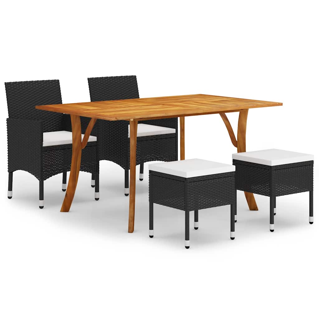 Set Mobili da Pranzo per Giardino 5 pz Nero