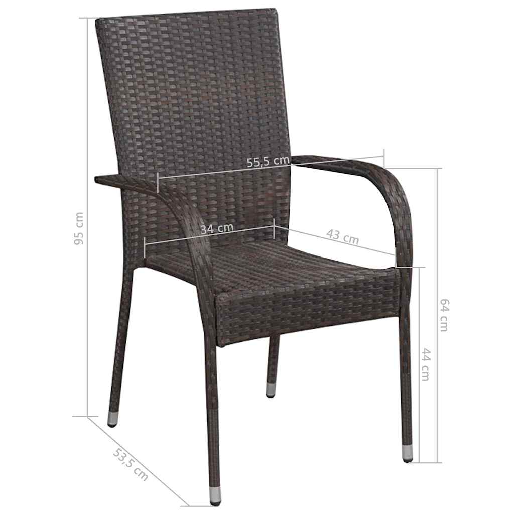 Set Mobili da Pranzo per Giardino 5 pz Marrone