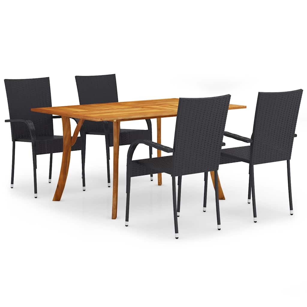 Set Mobili da Pranzo per Giardino 5 pz Nero