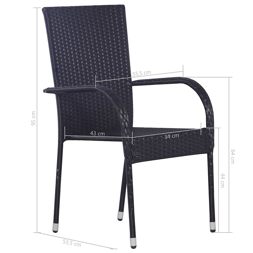 Set Mobili da Pranzo per Giardino 5 pz Nero