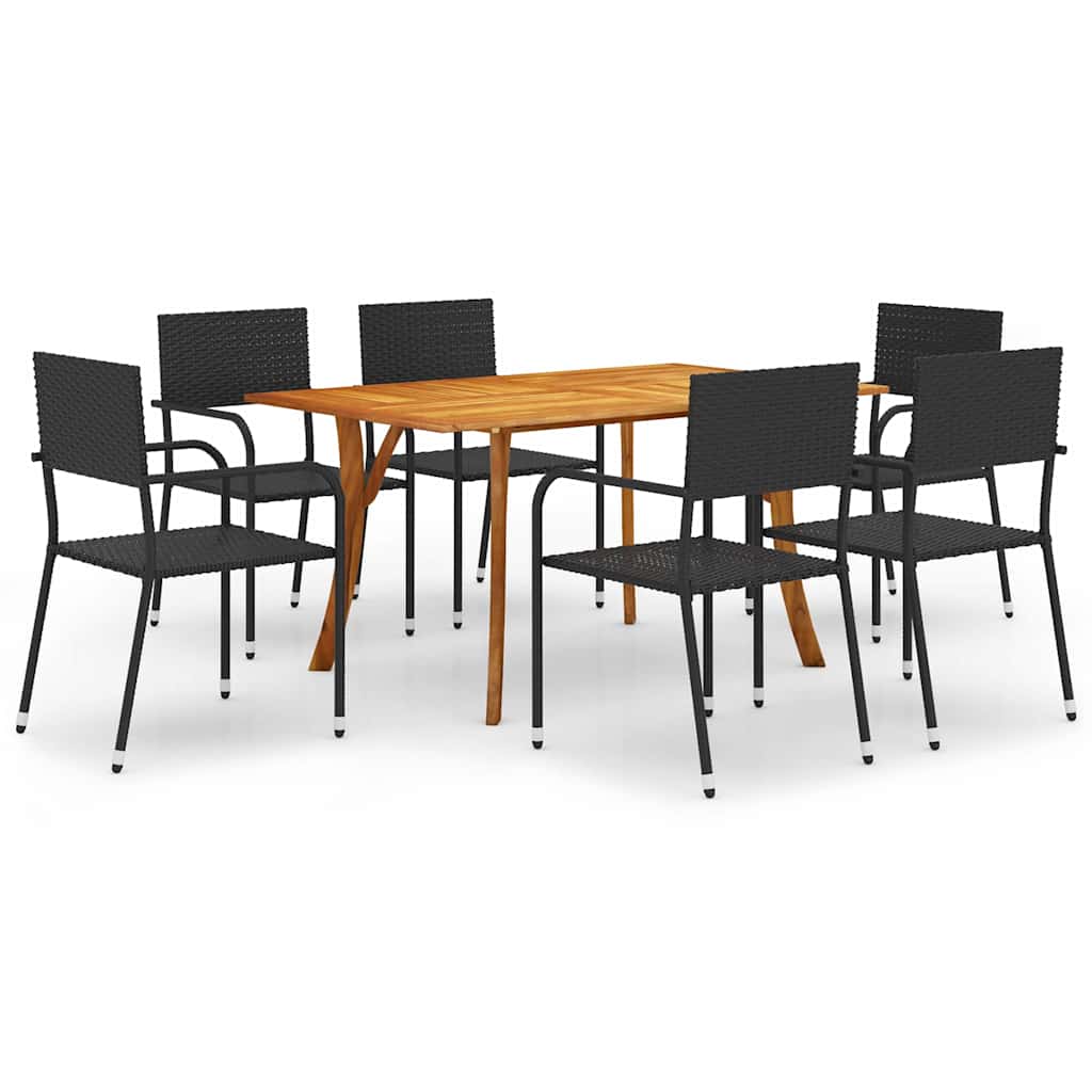Set Mobili da Pranzo per Giardino 7 pz Nero