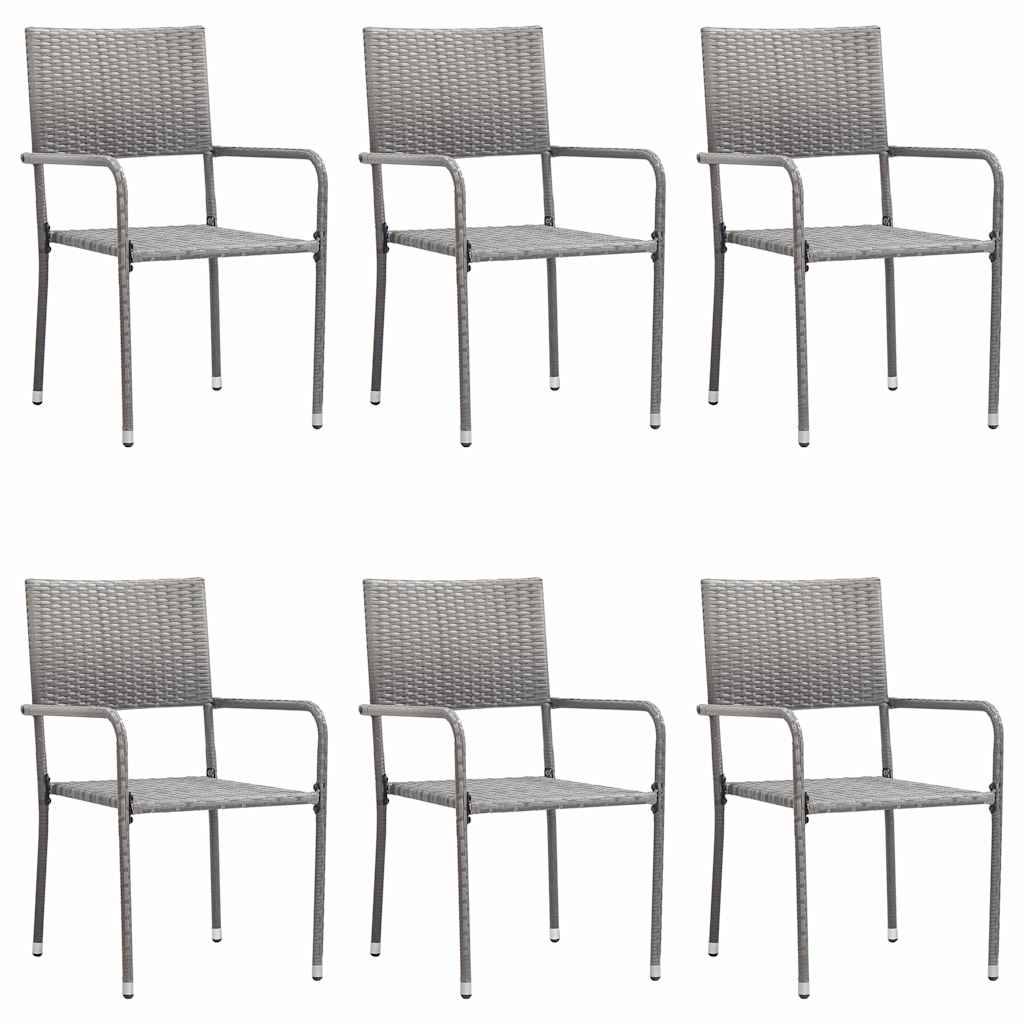 Set da pranzo da giardino 7 pz in acacia e rattan PE antracite