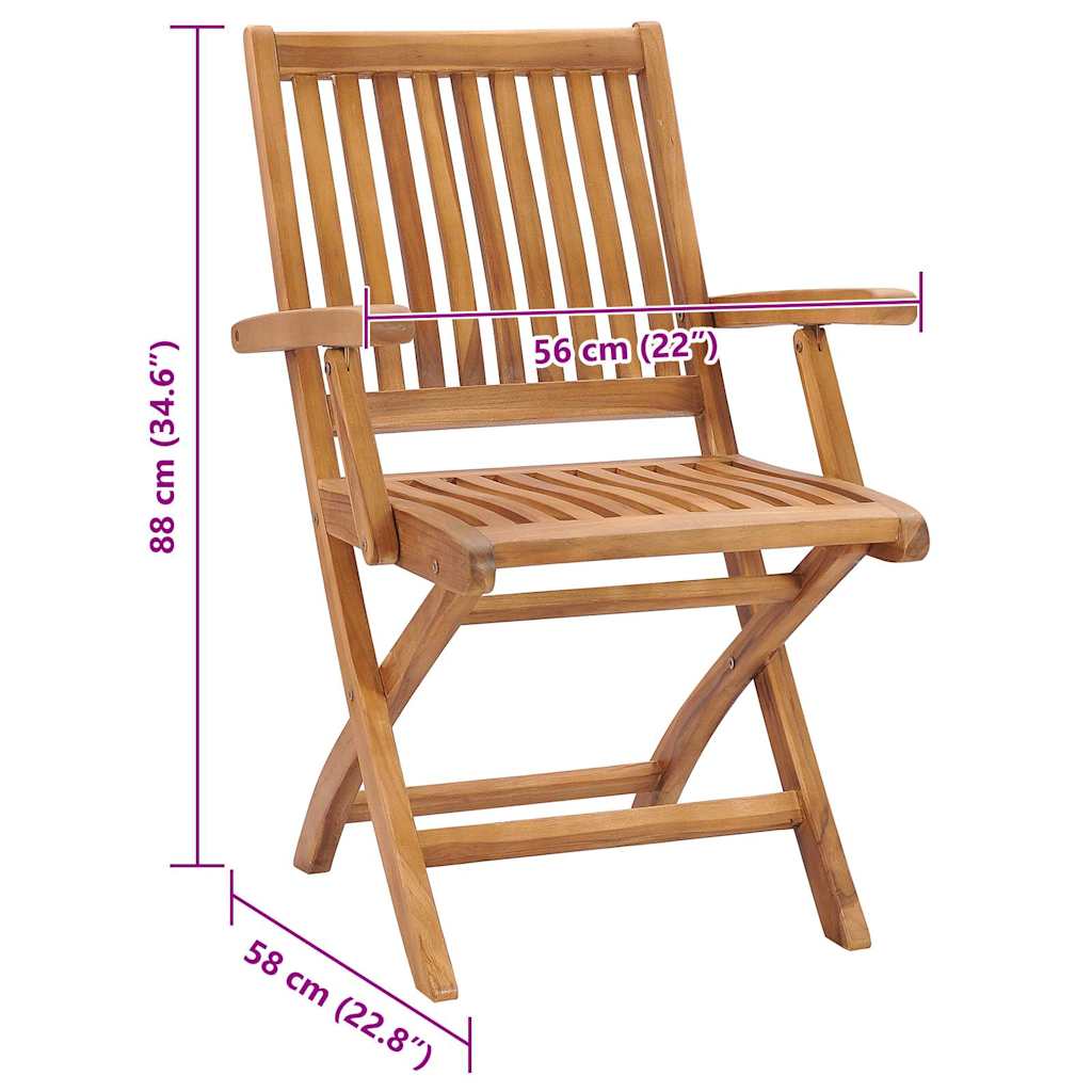 Sedie Pieghevoli con Cuscini 4 pz Massello di Teak