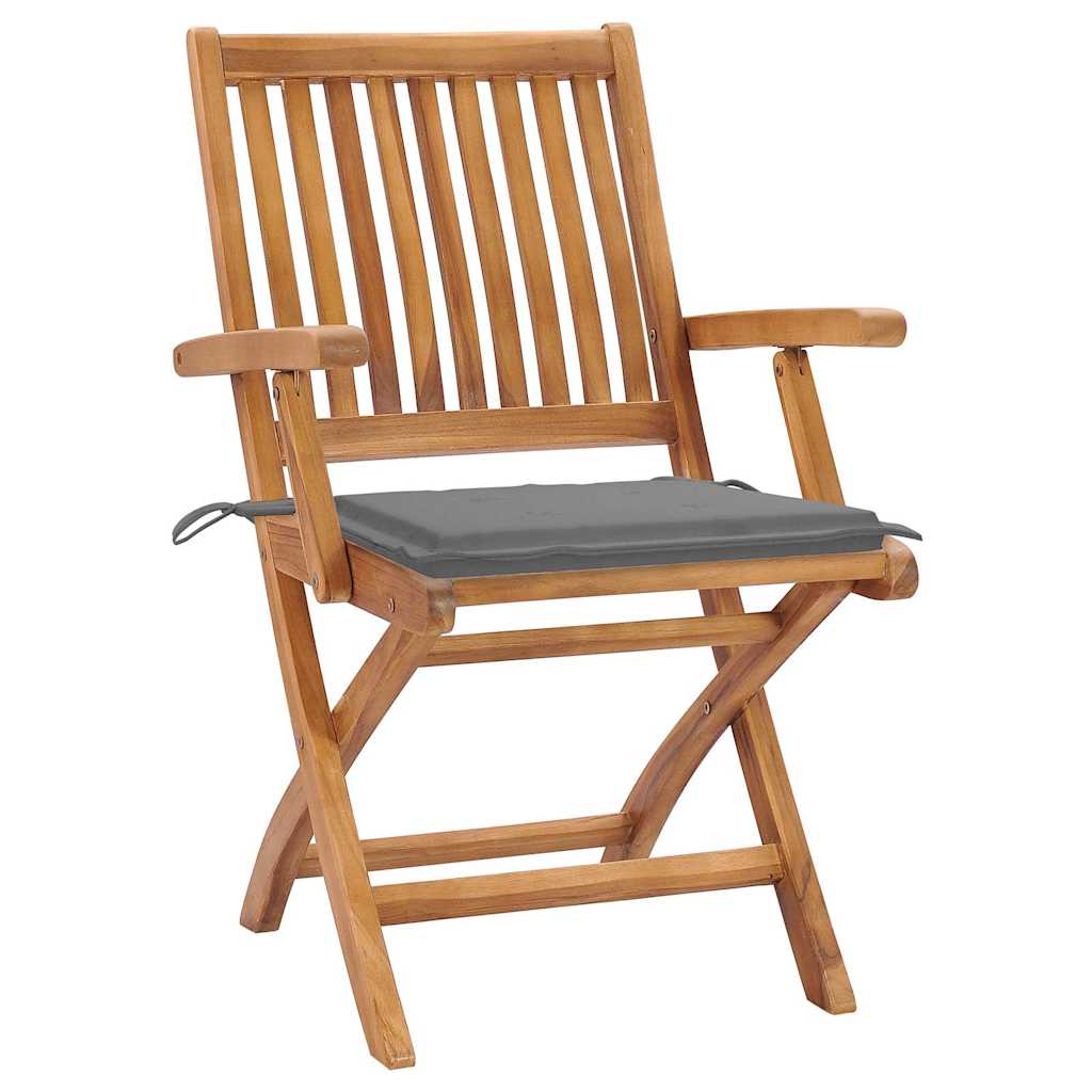 Sedie Pieghevoli con Cuscini 4 pz Massello di Teak