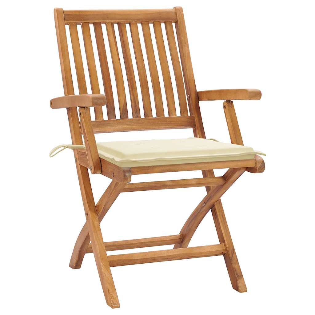 Sedie Pieghevoli con Cuscini 4 pz Massello di Teak