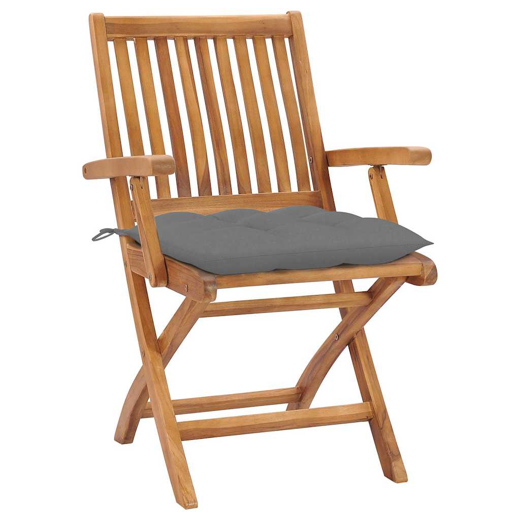 Sedie Pieghevoli con Cuscini 4 pz Massello di Teak