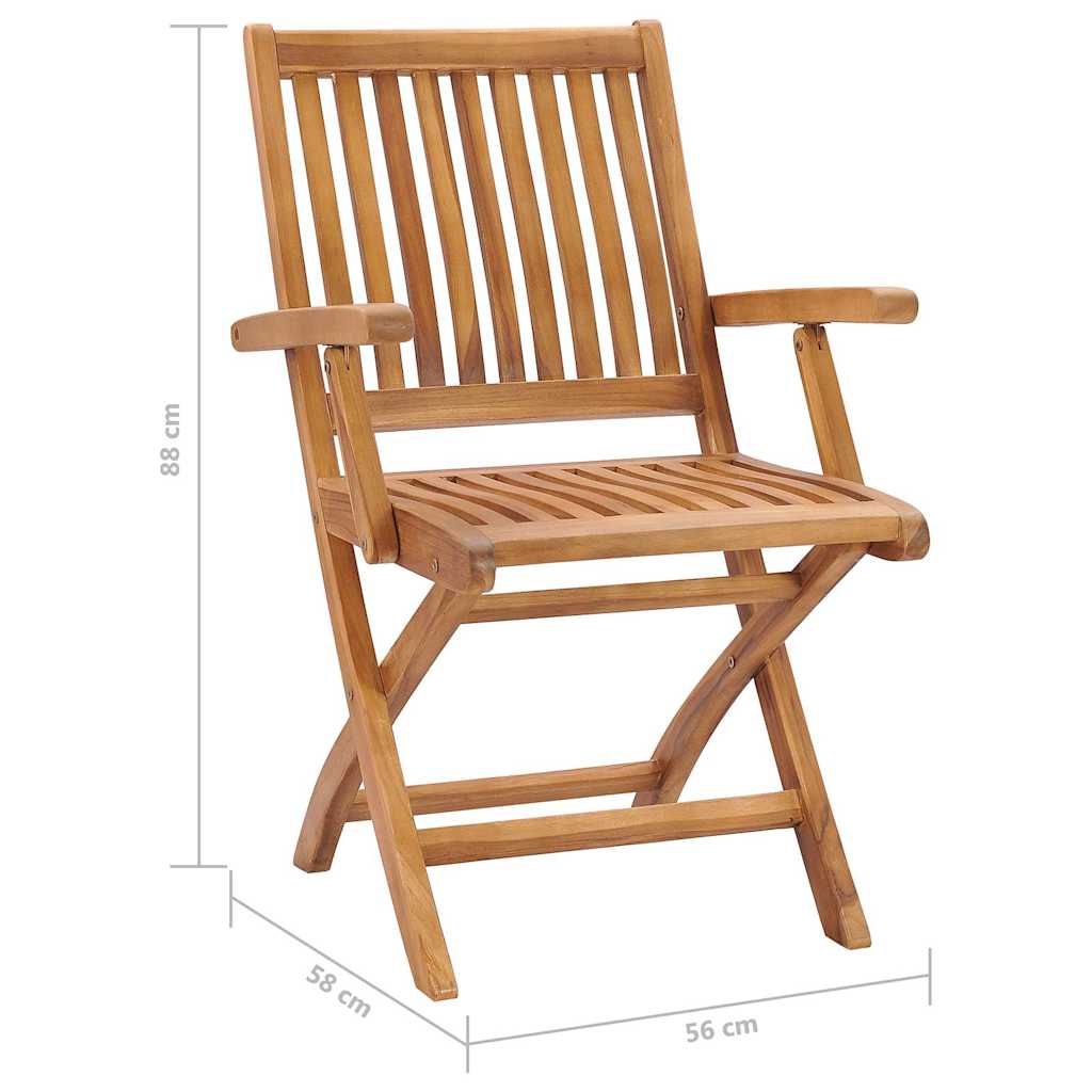 Sedie Pieghevoli con Cuscini 4 pz Massello di Teak