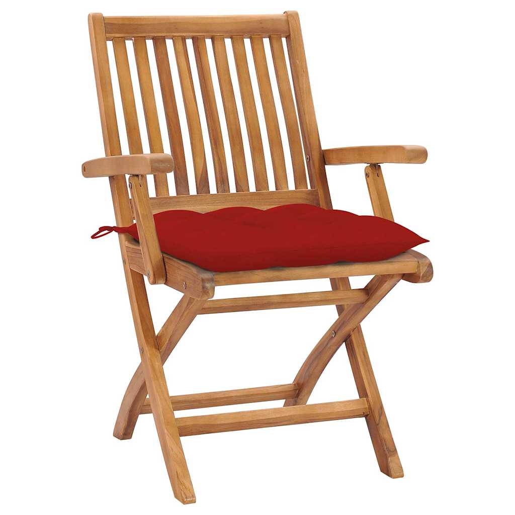 Sedie Pieghevoli con Cuscini 4 pz Massello di Teak