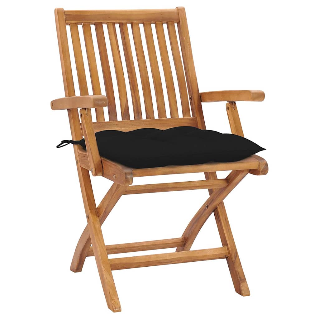 Sedie Pieghevoli con Cuscini 4 pz Massello di Teak
