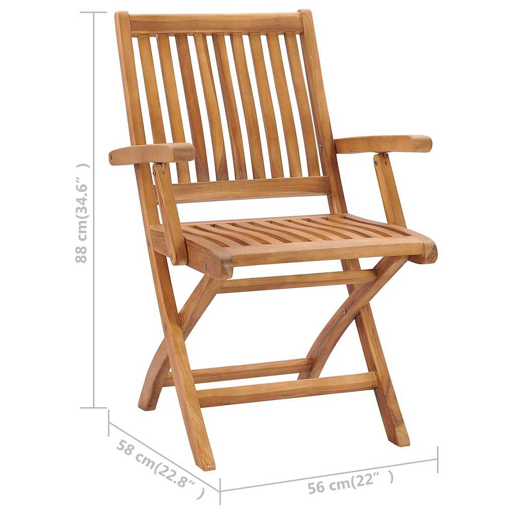 Sedie Pieghevoli con Cuscini 4 pz Massello di Teak