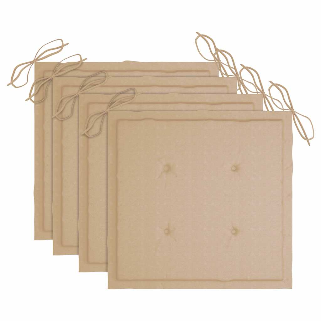 Sedie Pieghevoli con Cuscini 4 pz Massello di Teak