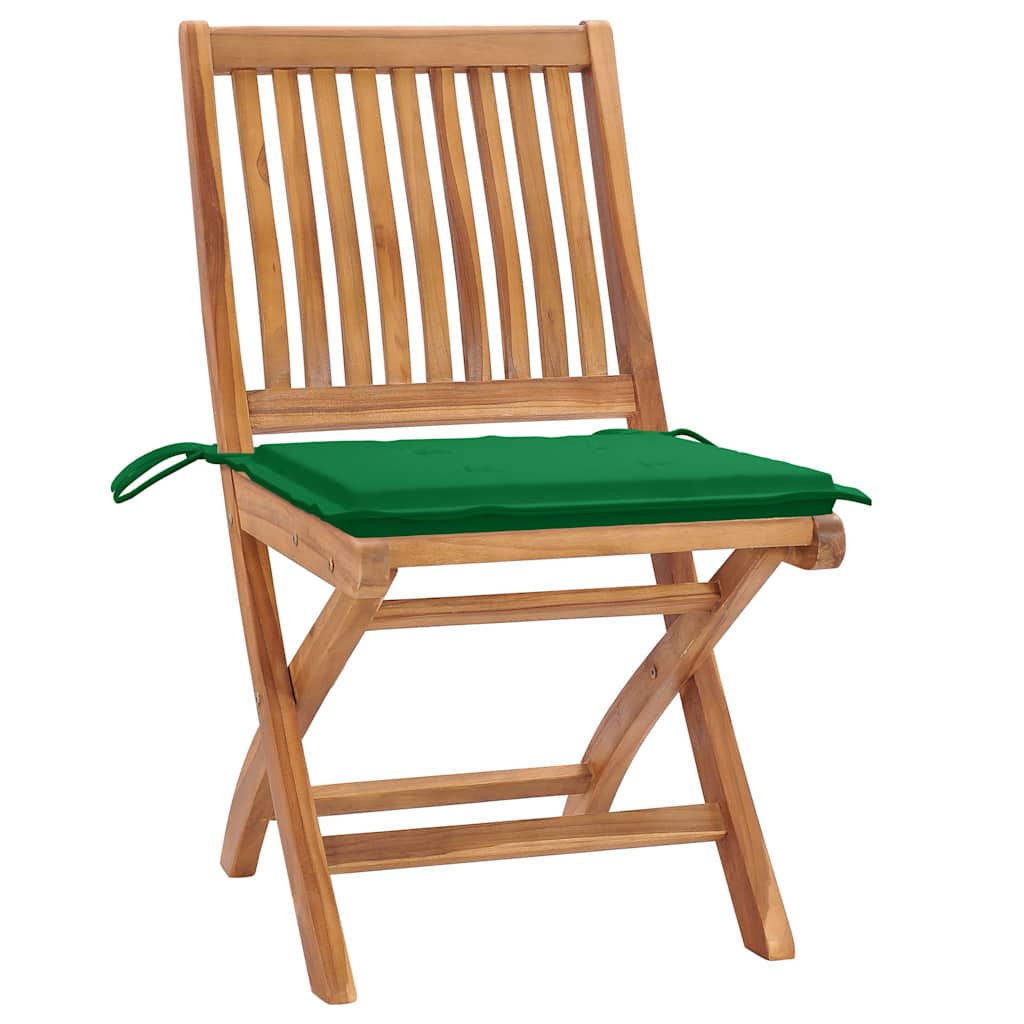 Sedie Pieghevoli con Cuscini 4 pz Massello di Teak