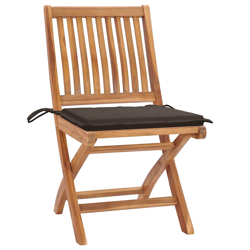 Sedie Pieghevoli con Cuscini 4 pz Massello di Teak