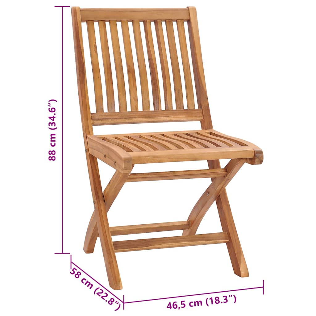 Sedie pieghevoli con cuscini, 4 pezzi, in legno massello di teak.