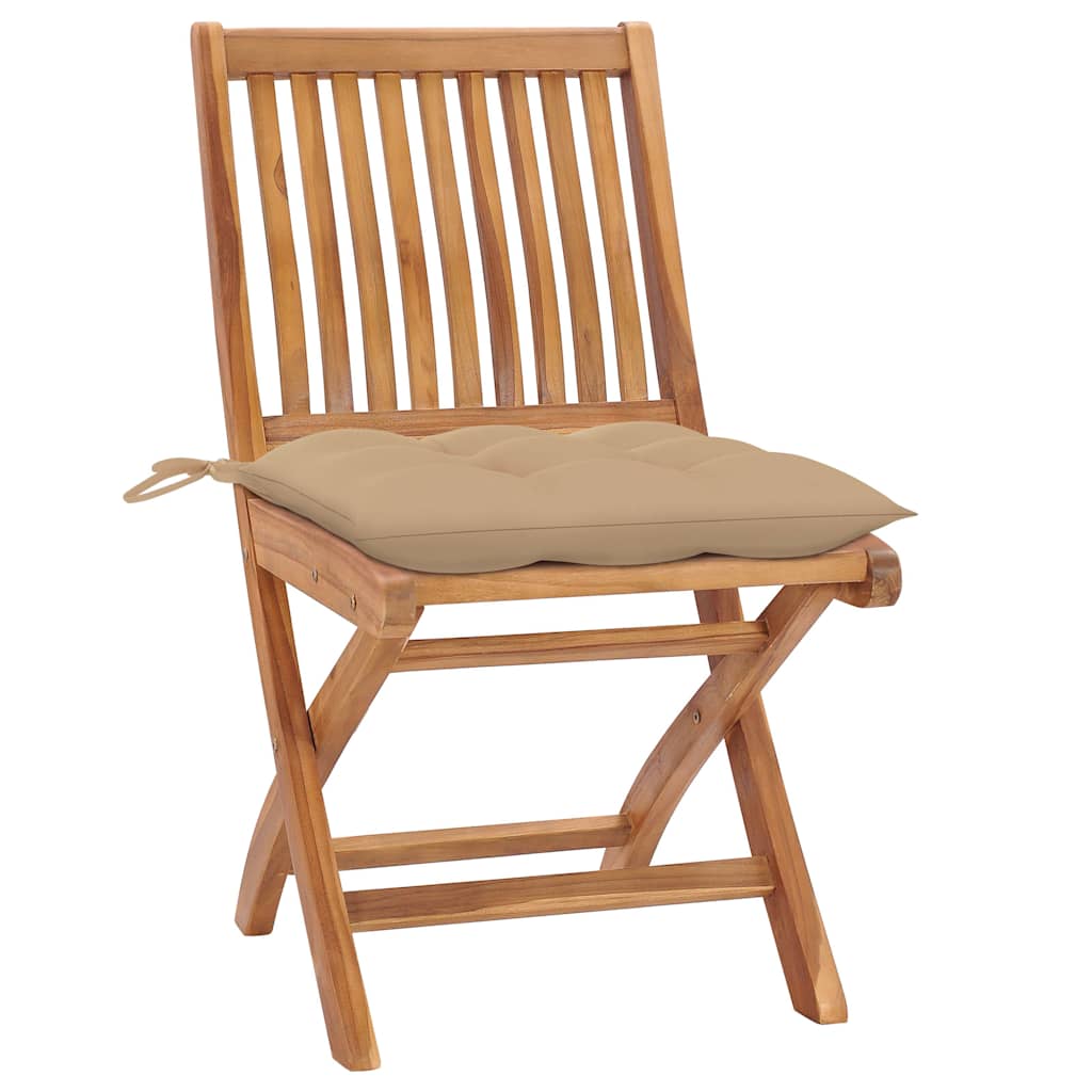 Sedie Pieghevoli con Cuscini 4 pz Massello di Teak