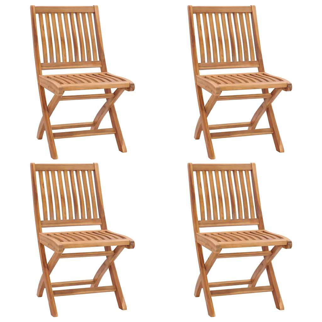 Sedie pieghevoli con cuscini, 4 pezzi, in legno massello di teak.