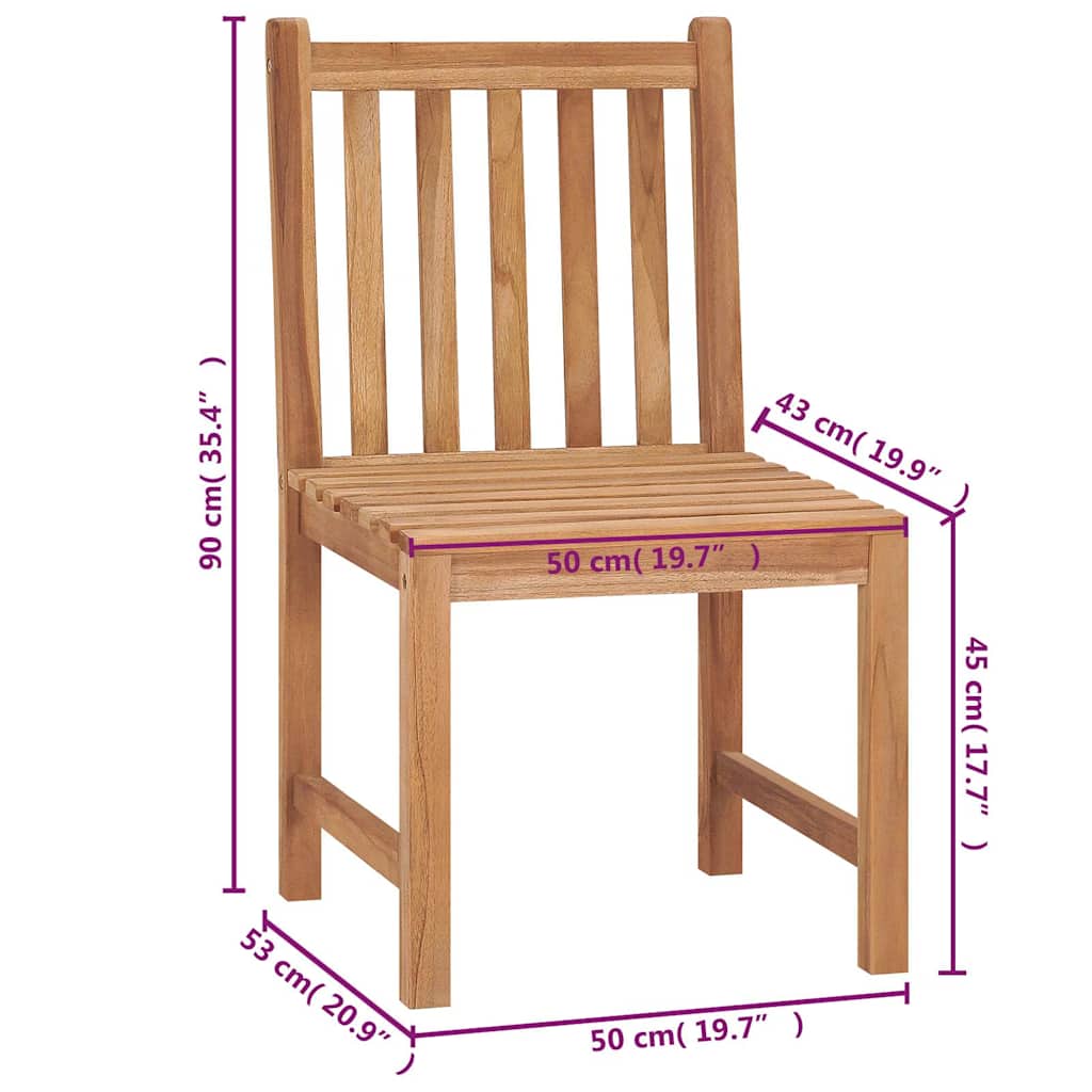 Sedie da Giardino 4 pz con Cuscini in Legno Massello di Teak
