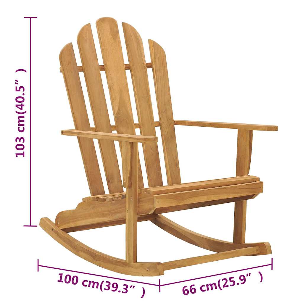 Sedie a Dondolo Adirondack 2 pz in Legno Massello di Teak