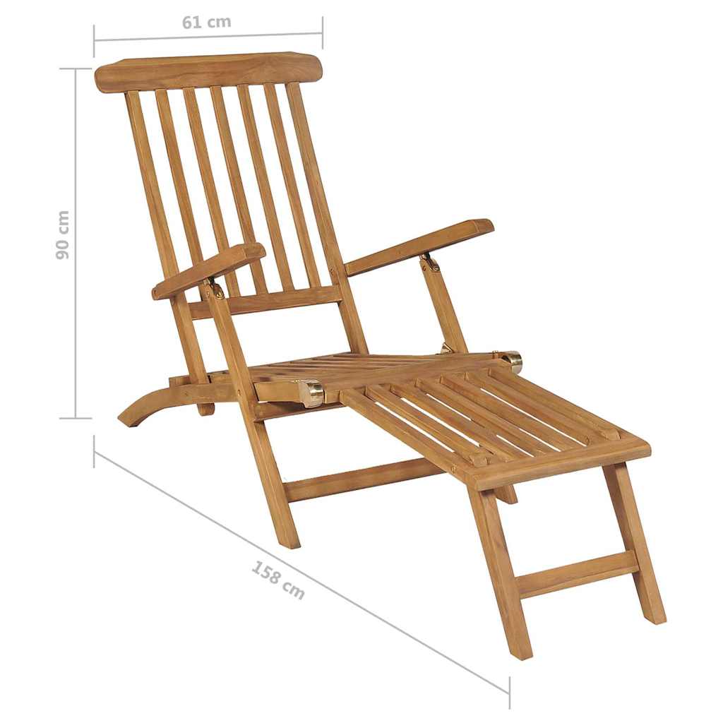 Sedie a Sdraio con Poggiapiedi 2 pz in Legno Massello di Teak