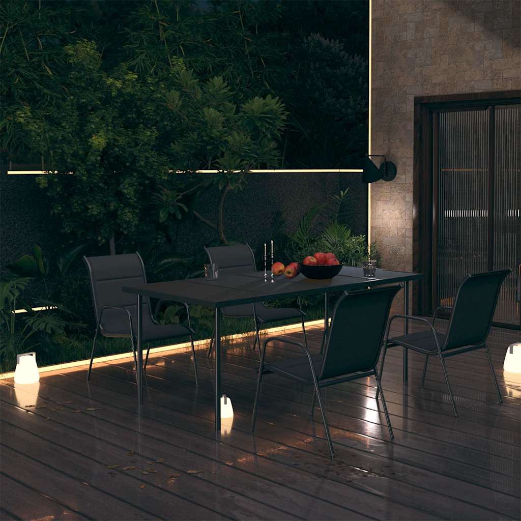 Set da Pranzo da Giardino 5 pz in Acciaio Nero