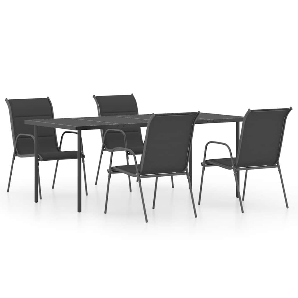 Set da Pranzo da Giardino 5 pz in Acciaio Nero
