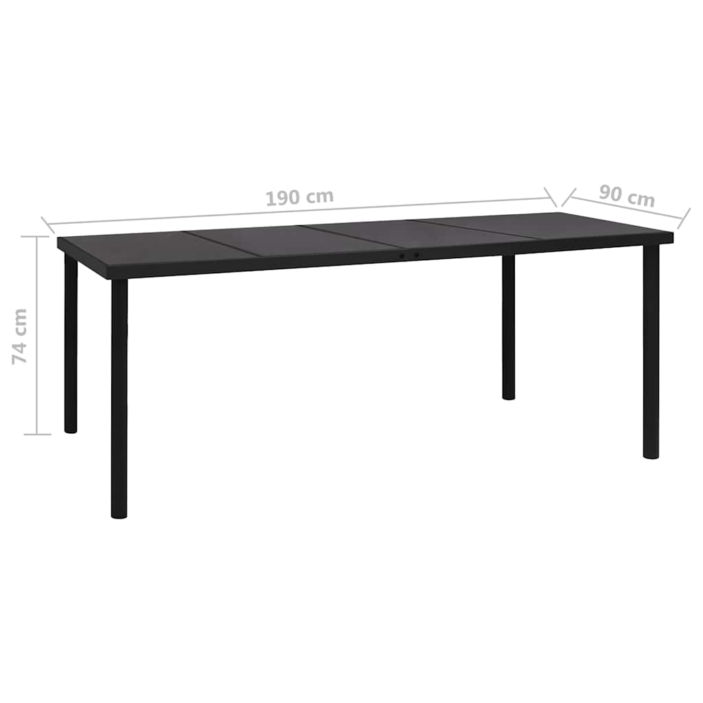 Set da Pranzo da Giardino 7 pz in Acciaio Nero