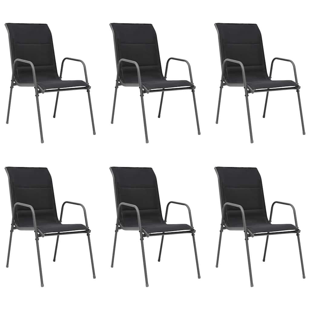 Set da Pranzo da Giardino 7 pz in Acciaio Nero