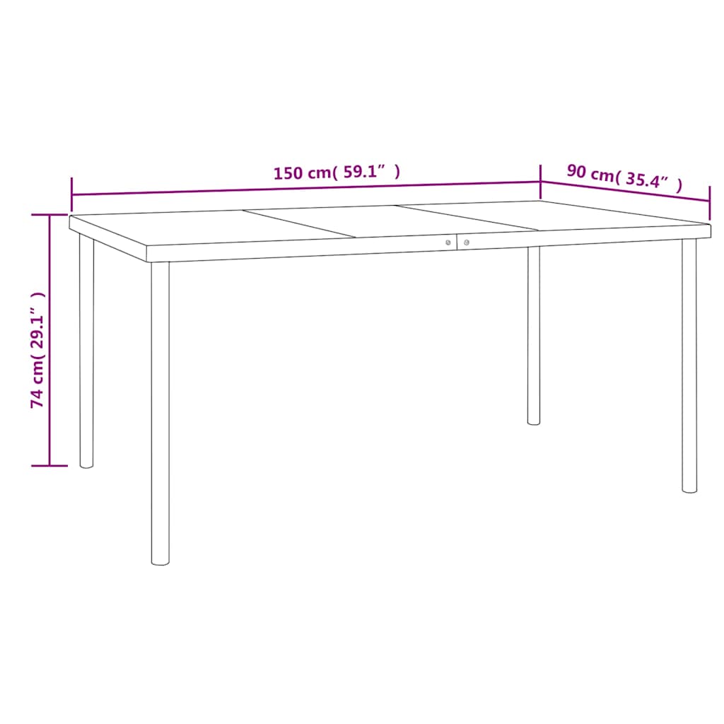 Set da Pranzo da Giardino 9 pz con Tavolo in Vetro