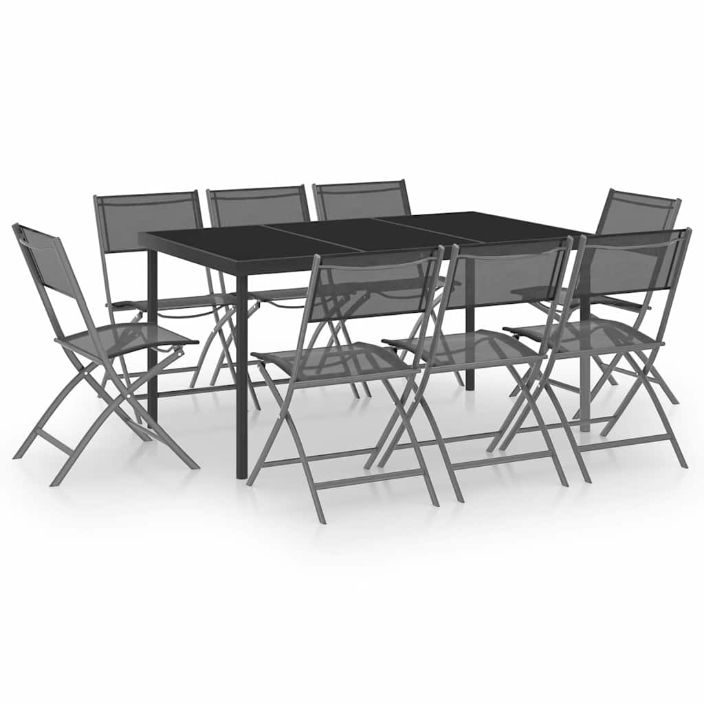 Set da Pranzo da Giardino 9 pz con Tavolo in Vetro