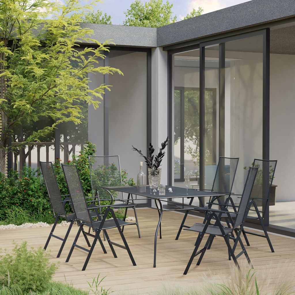 Set Pranzo da Giardino 7 pz in Acciaio Antracite