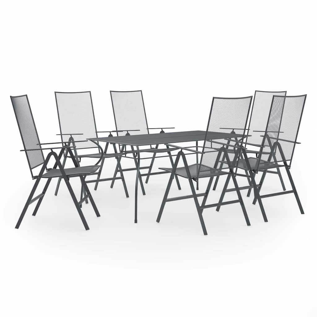 Set Pranzo da Giardino 7 pz in Acciaio Antracite