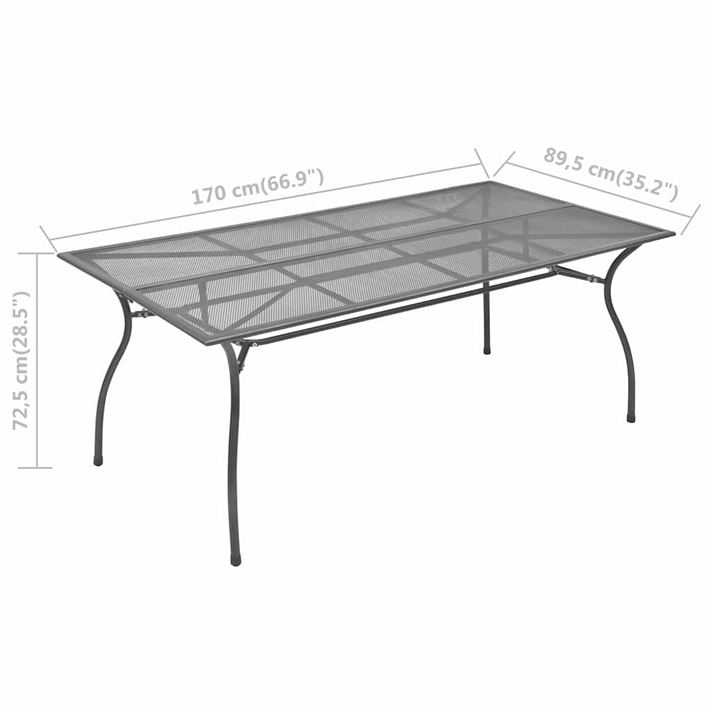 Set Pranzo da Giardino 7 pz in Acciaio Antracite