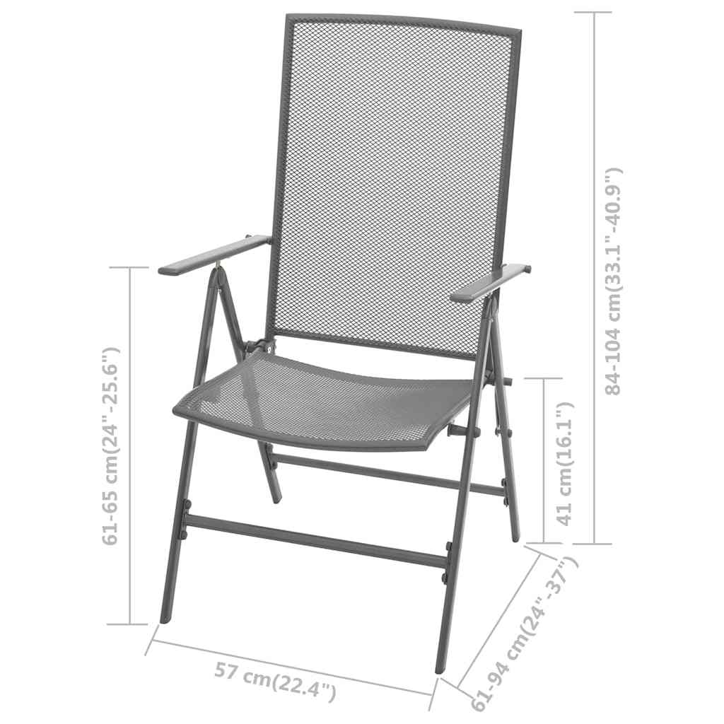 Set Pranzo da Giardino 7 pz in Acciaio Antracite