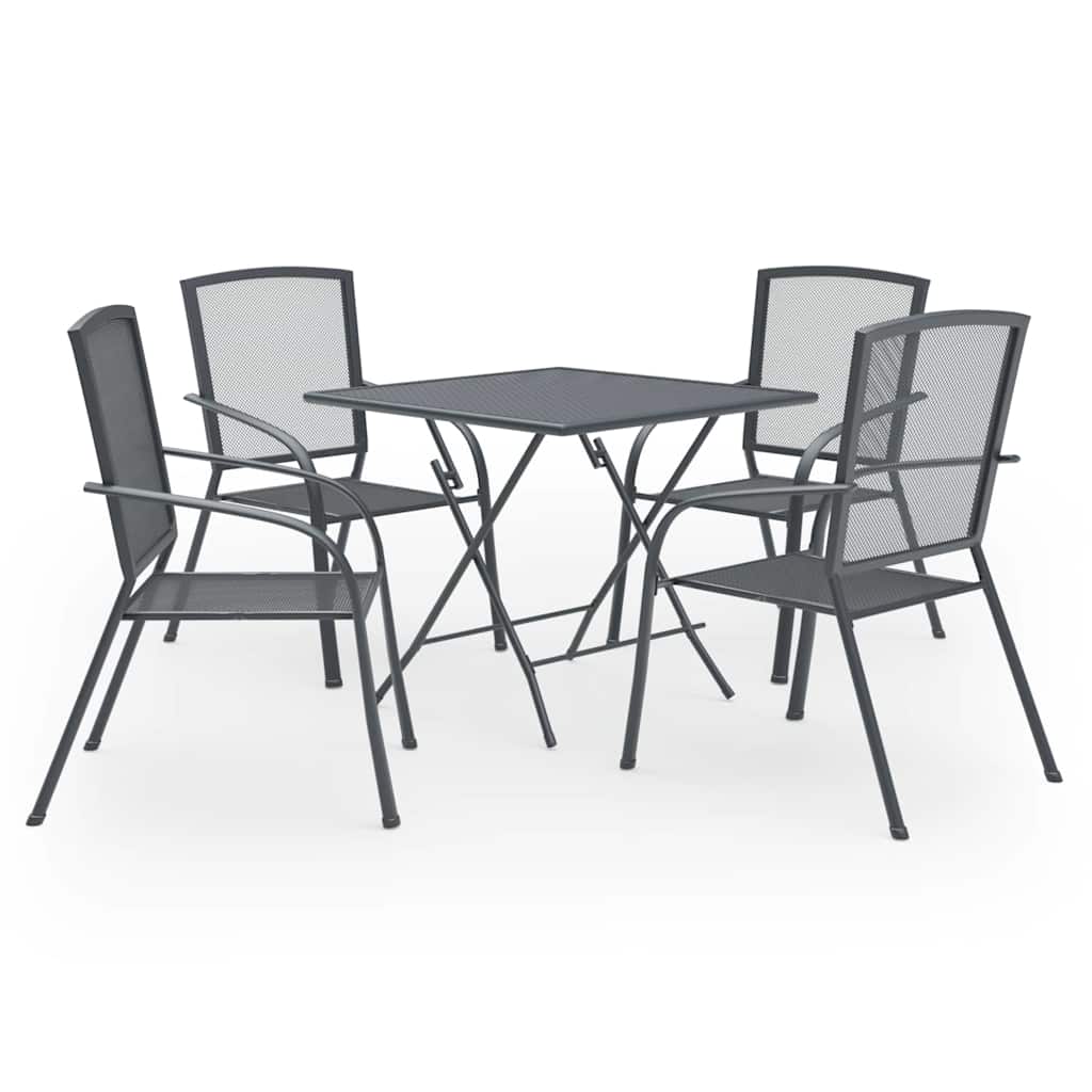 Set Pranzo da Giardino 5 pz in Acciaio Antracite