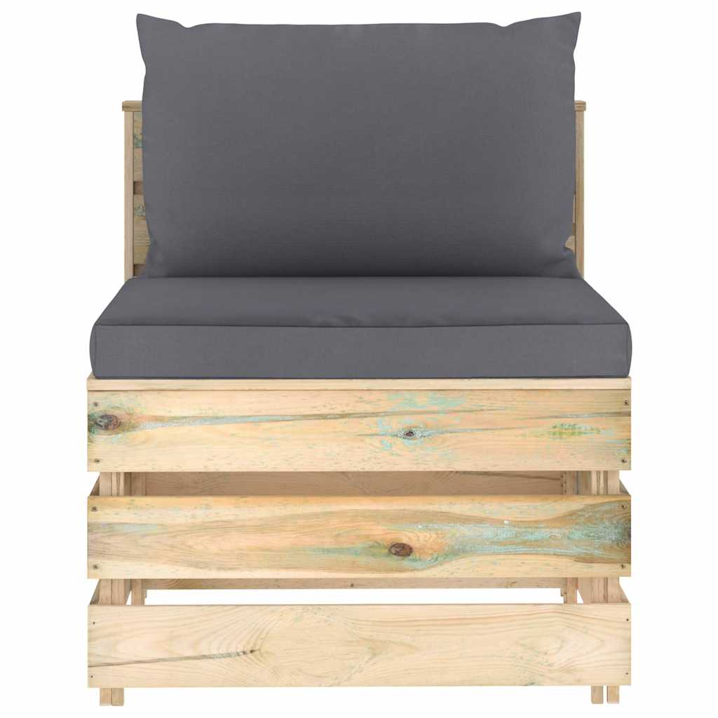 Set Salotto da Giardino con Cuscini 5 pz Legno Impregnato Verde