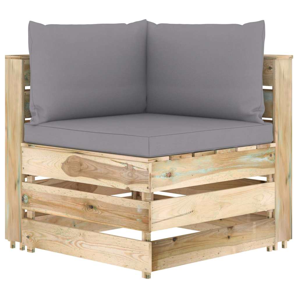 Set Salotto da Giardino con Cuscini 5 pz Legno Impregnato Verde