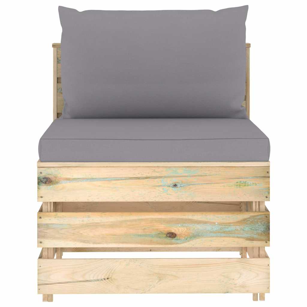 Set Salotto da Giardino con Cuscini 5 pz Legno Impregnato Verde